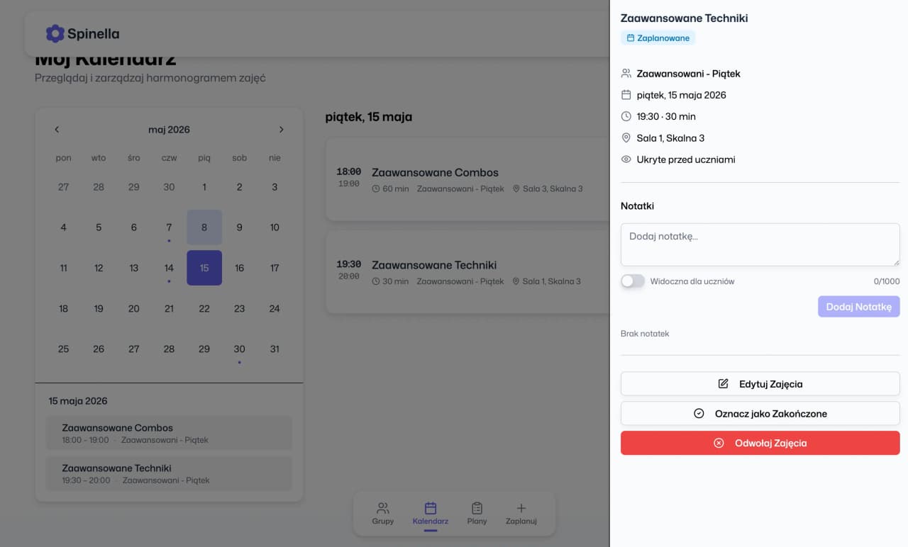 Spinella lesson details — desktop browser view