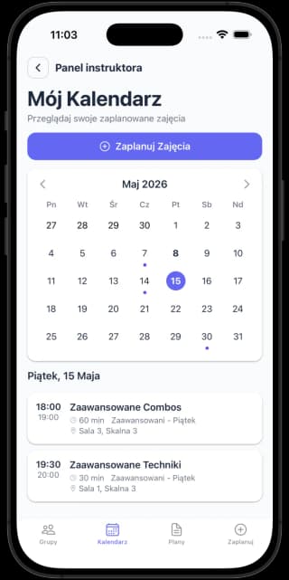 Spinella instructor groups — mobile view
