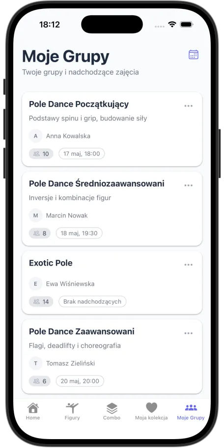 Widok lekcji instruktora na telefonie